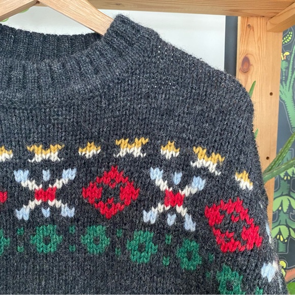Vintage United Colors of Benetton Shetland Wool Scandi Fair Isle Sweater L - Picture 12 of 16